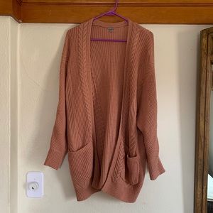 light pink knit cardigan